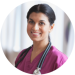A doctor smiling