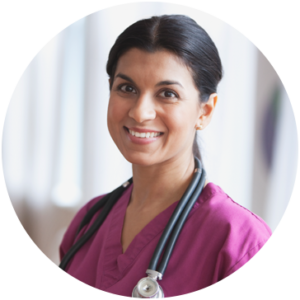 A doctor smiling